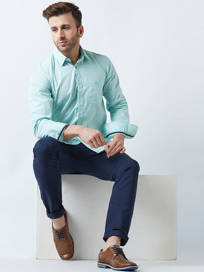 Green Striped Spread Collar Shirt-Men Shirts-Crimsoune Club