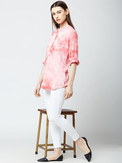 Pink Printed Tops-Women Tops-Crimsoune Club