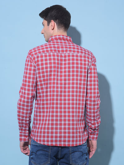 Red Tartan Check 100% Cotton Shirt-Men Shirts-Crimsoune Club