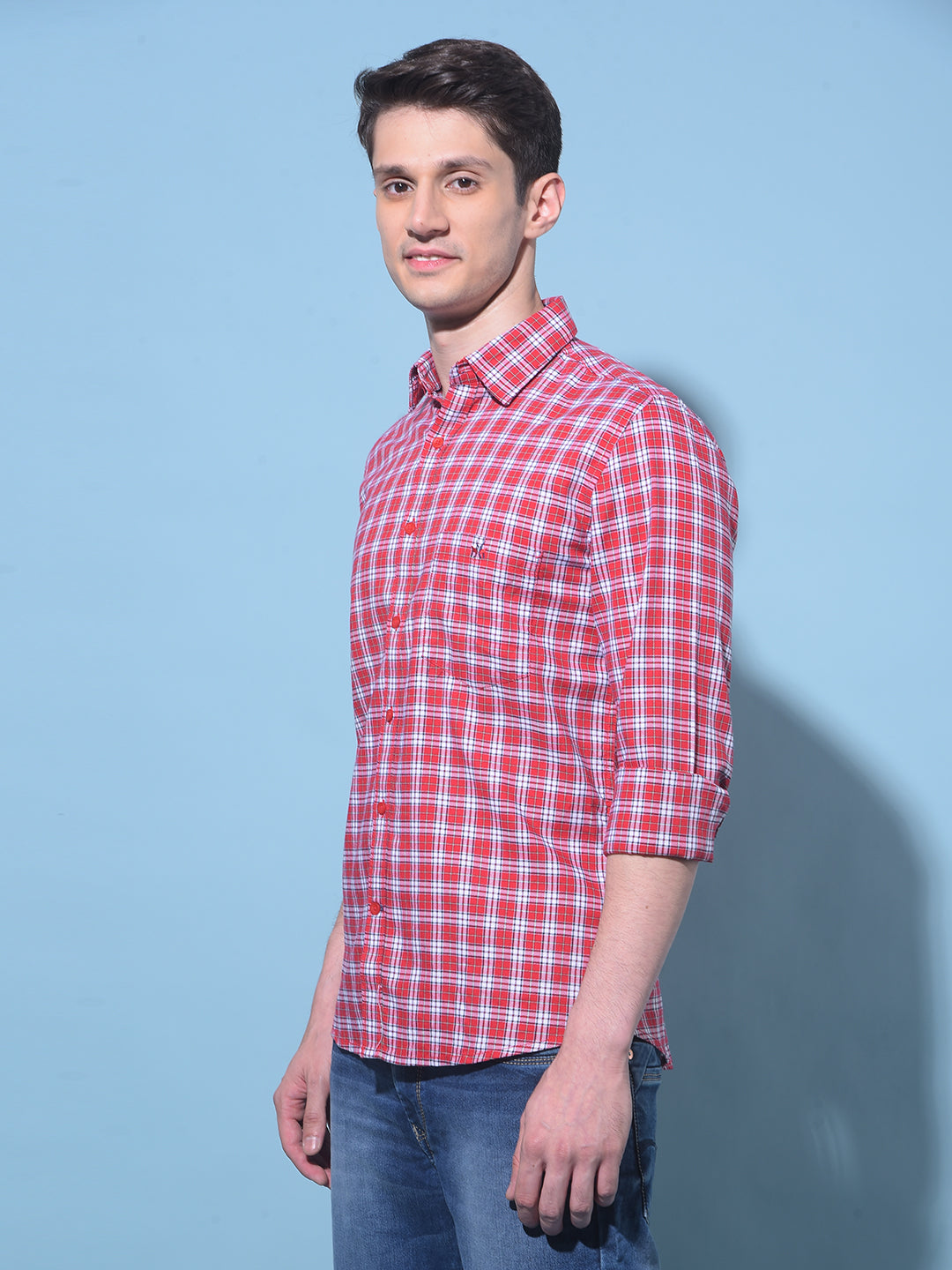 Red Tartan Check 100% Cotton Shirt-Men Shirts-Crimsoune Club