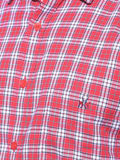 Red Tartan Check 100% Cotton Shirt-Men Shirts-Crimsoune Club
