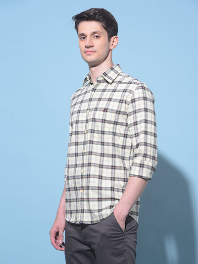 Yellow Tartan Check 100% Cotton Shirt-Men Shirts-Crimsoune Club