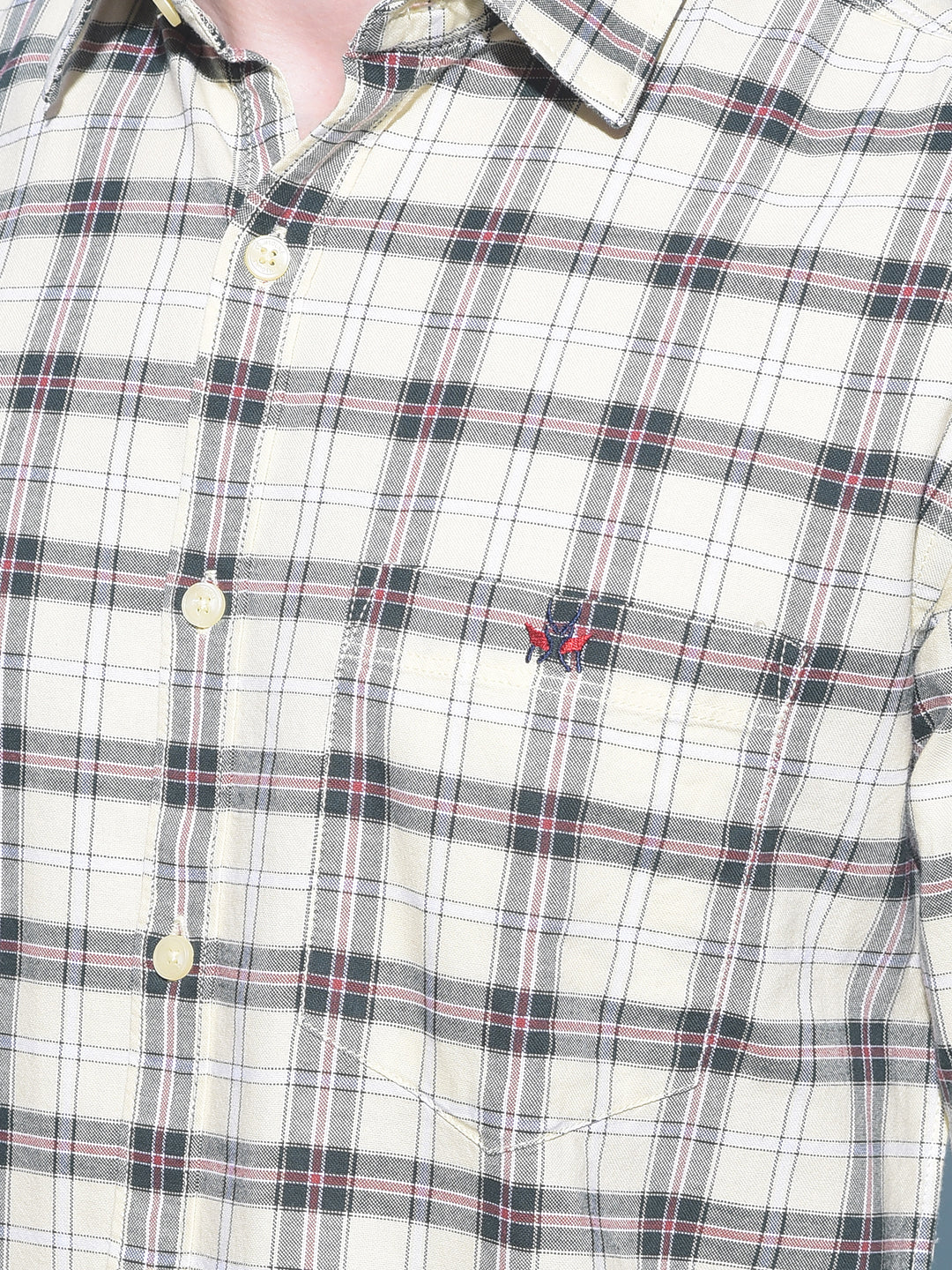 Yellow Tartan Check 100% Cotton Shirt-Men Shirts-Crimsoune Club