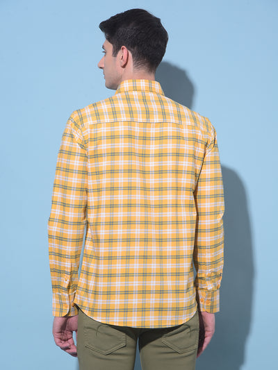 Mustard Tartan Check 100% Cotton Shirt-Men Shirts-Crimsoune Club