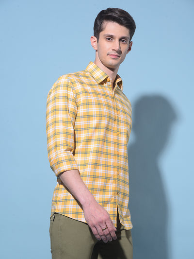 Mustard Tartan Check 100% Cotton Shirt-Men Shirts-Crimsoune Club