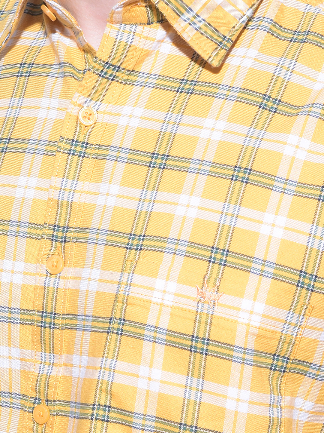 Mustard Tartan Check 100% Cotton Shirt-Men Shirts-Crimsoune Club