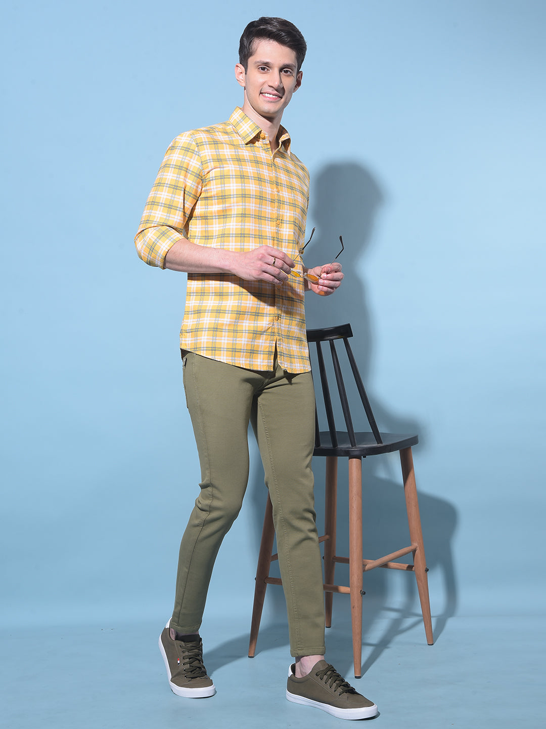 Mustard Tartan Check 100% Cotton Shirt-Men Shirts-Crimsoune Club