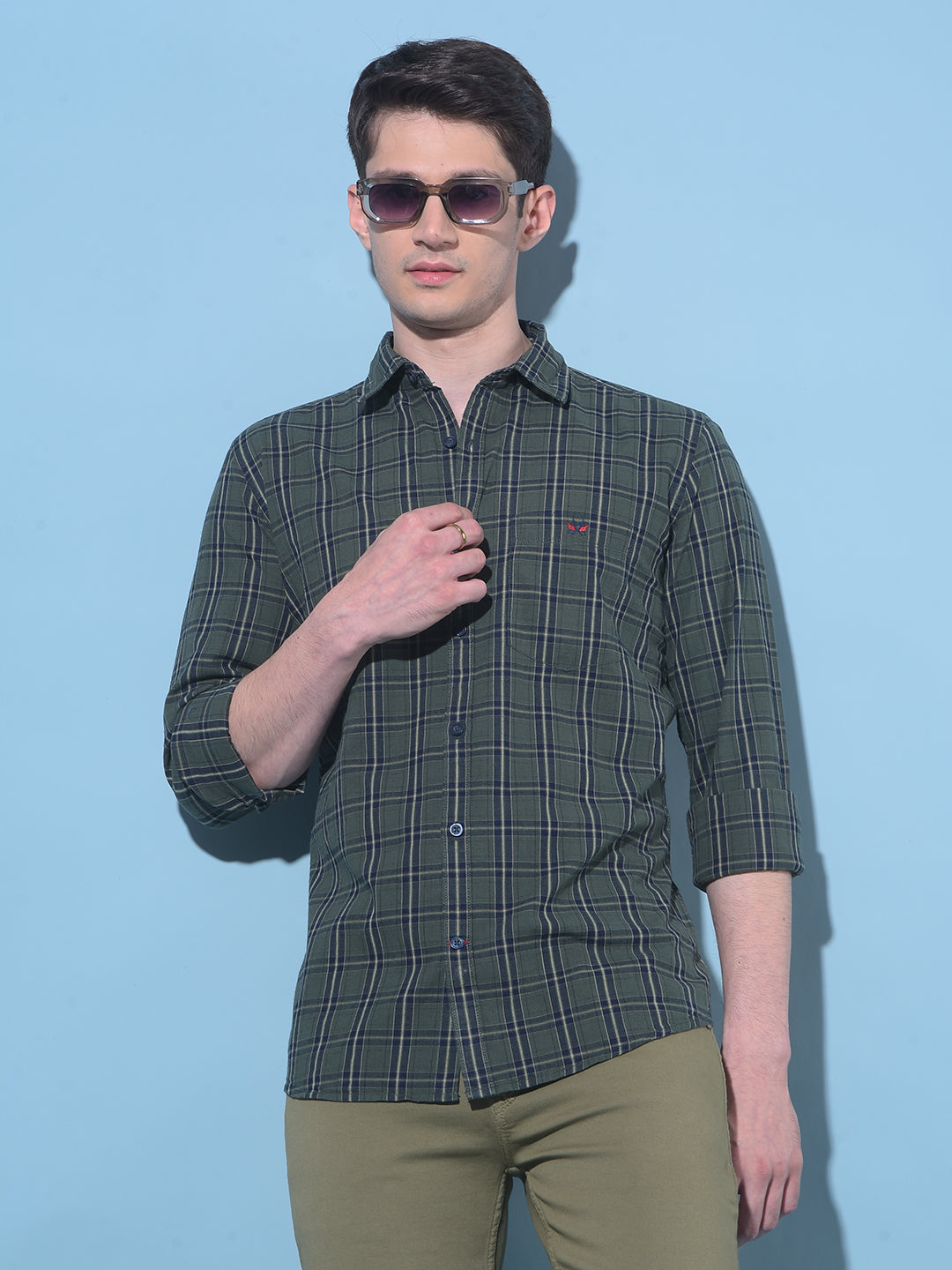 Green Tartan Check 100% Cotton Shirt-Men Shirts-Crimsoune Club