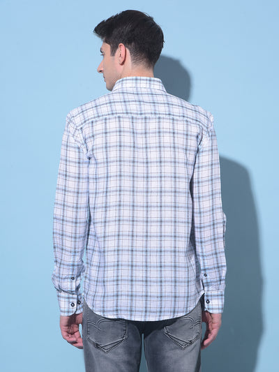 White Tartan Check Linen Shirt-Men Shirts-Crimsoune Club