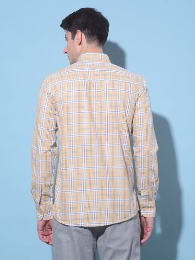 Beige Tartan Check 100% Cotton Shirt-Men Shirts-Crimsoune Club