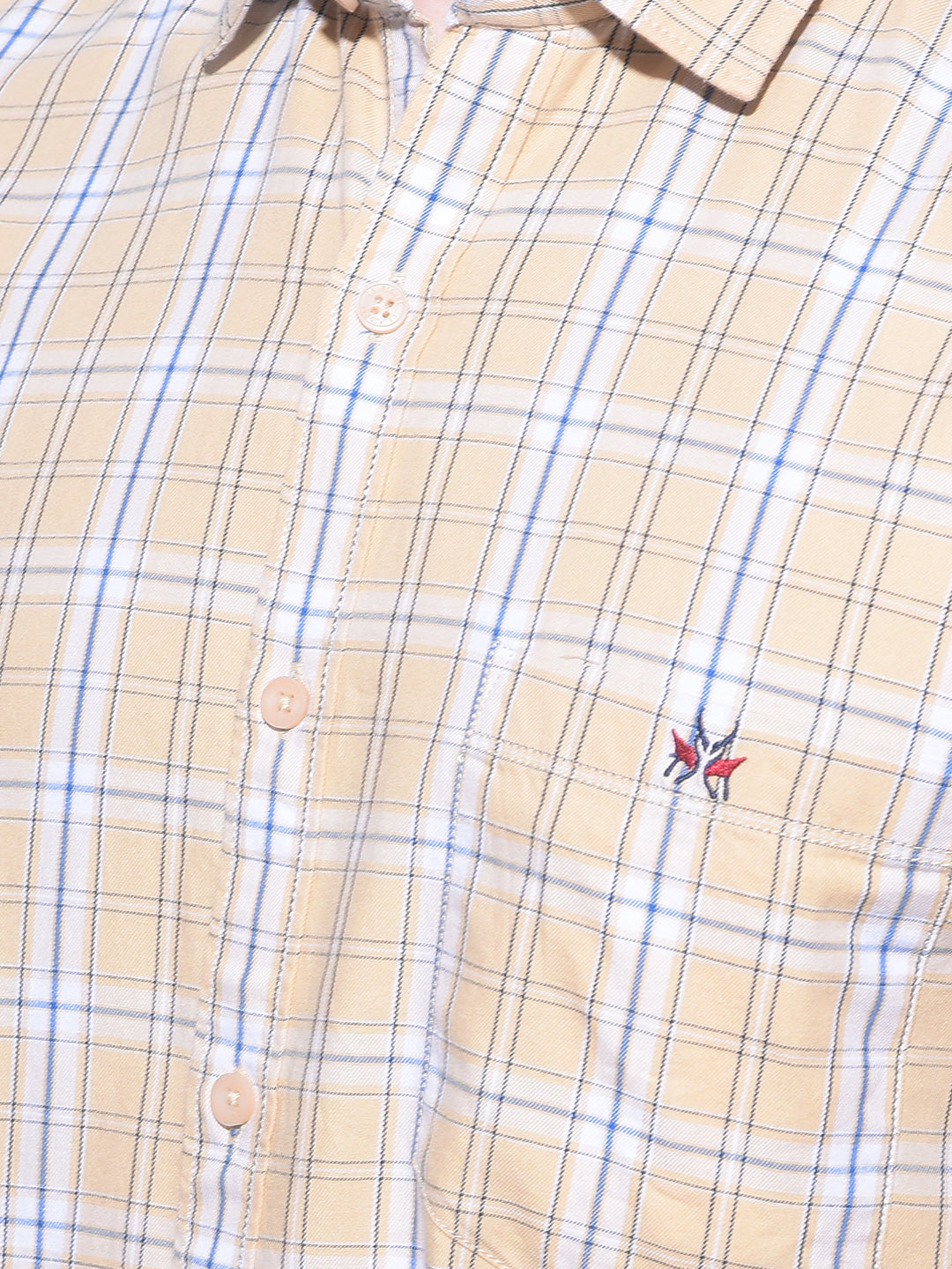 Beige Tartan Check 100% Cotton Shirt-Men Shirts-Crimsoune Club