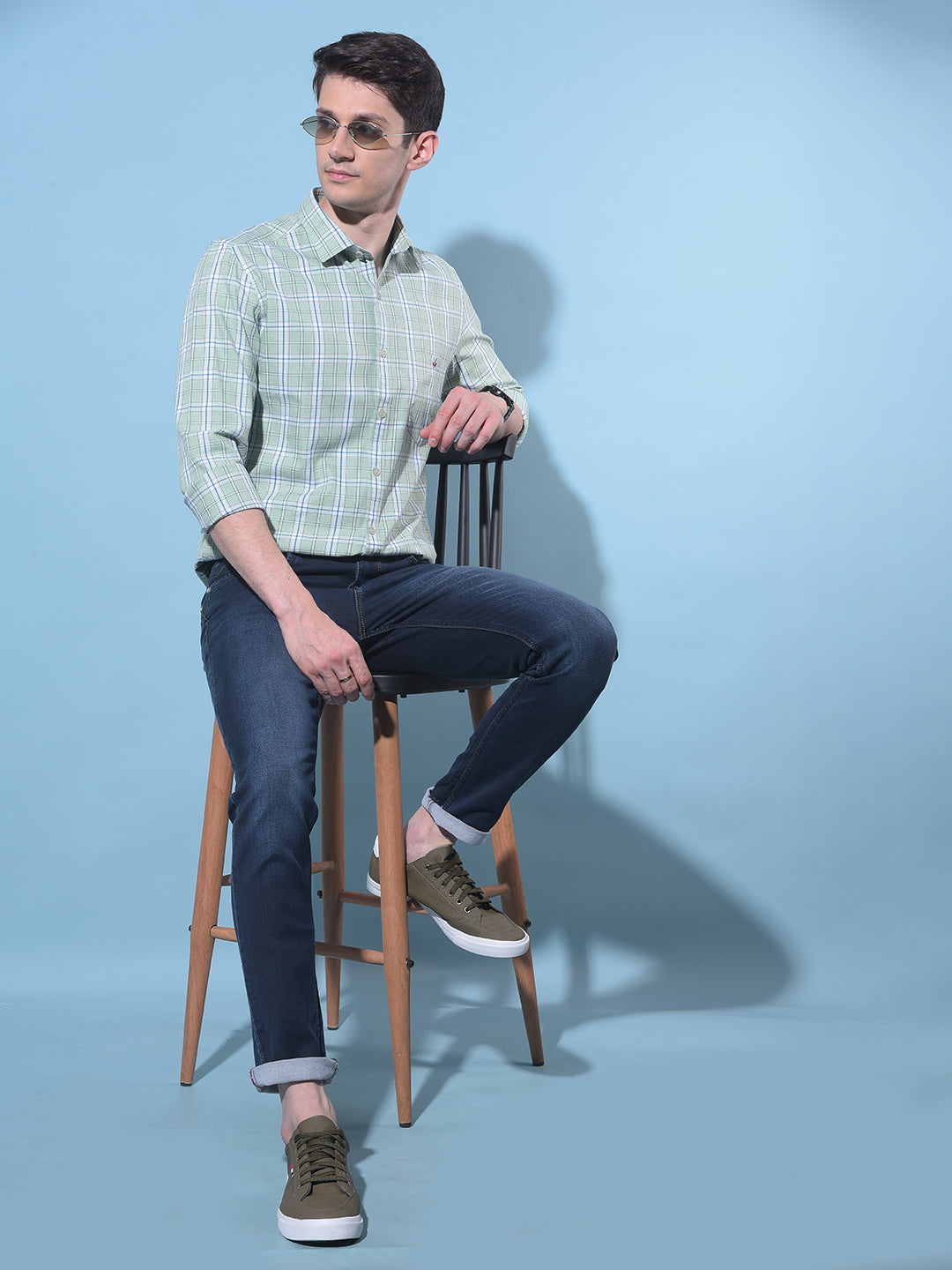 Green Tartan Check 100% Cotton Shirt-Men Shirts-Crimsoune Club
