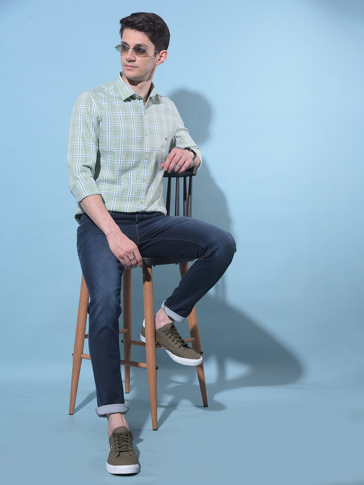 Green Tartan Check 100% Cotton Shirt-Men Shirts-Crimsoune Club
