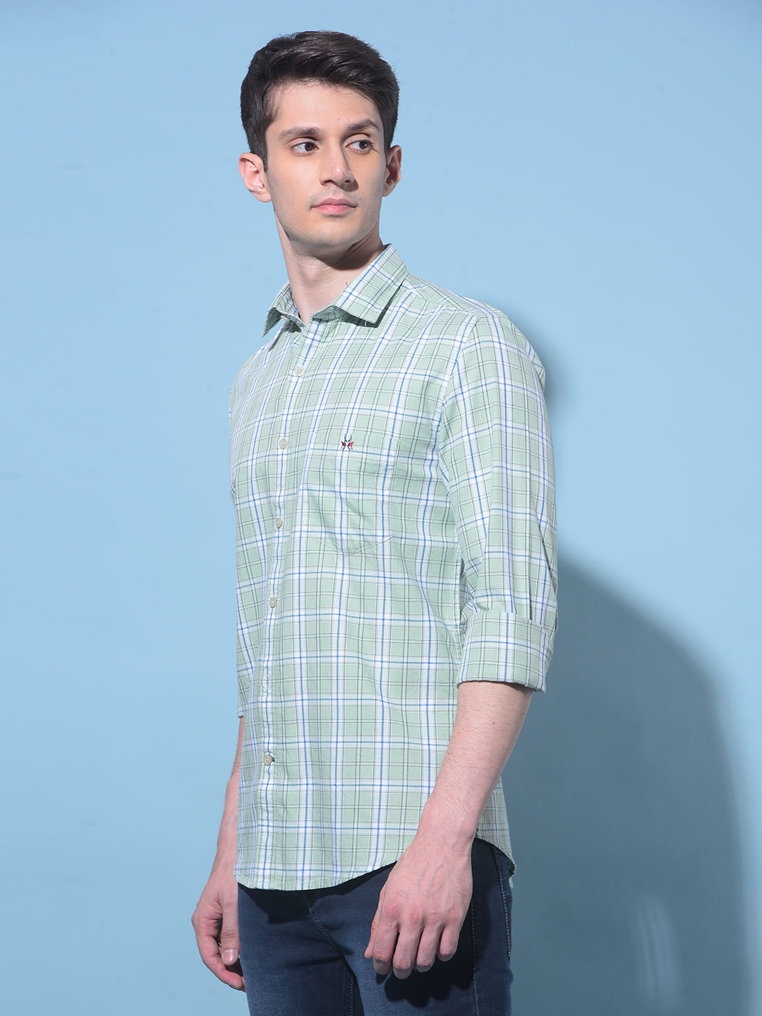 Green Tartan Check 100% Cotton Shirt-Men Shirts-Crimsoune Club