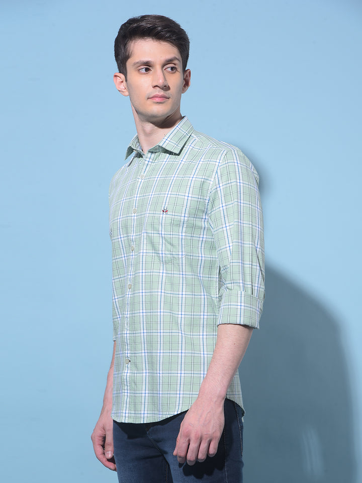 Green Tartan Check 100% Cotton Shirt-Men Shirts-Crimsoune Club