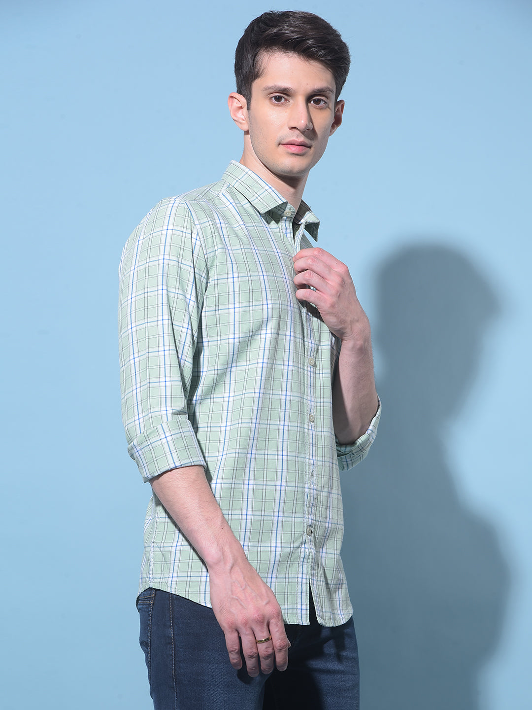 Green Tartan Check 100% Cotton Shirt-Men Shirts-Crimsoune Club
