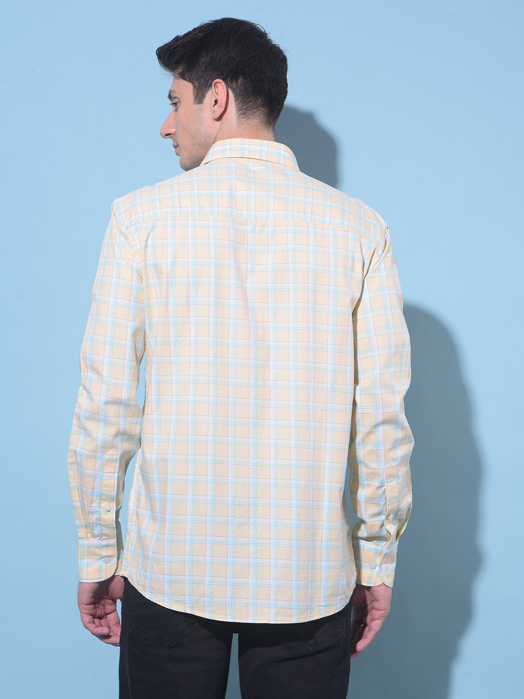 Yellow Tartan Check 100% Cotton Shirt-Men Shirts-Crimsoune Club