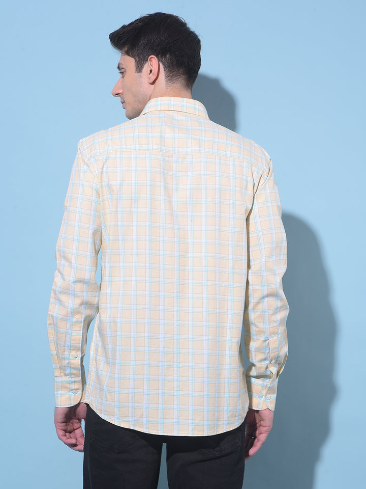Yellow Tartan Check 100% Cotton Shirt-Men Shirts-Crimsoune Club