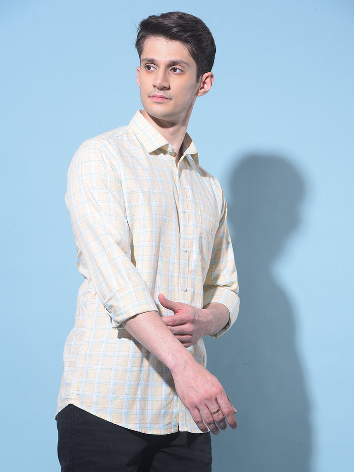 Yellow Tartan Check 100% Cotton Shirt-Men Shirts-Crimsoune Club