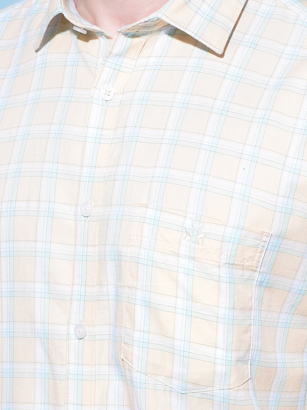Yellow Tartan Check 100% Cotton Shirt-Men Shirts-Crimsoune Club