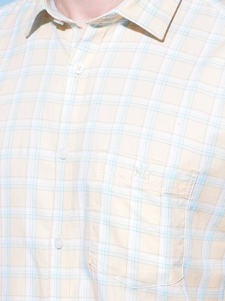 Yellow Tartan Check 100% Cotton Shirt-Men Shirts-Crimsoune Club