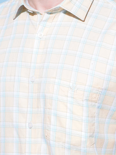 Yellow Tartan Check 100% Cotton Shirt-Men Shirts-Crimsoune Club