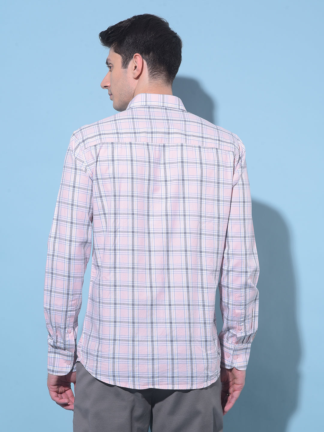 Peach Tartan Check 100% Cotton Shirt-Men Shirts-Crimsoune Club