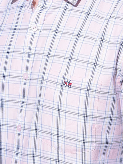 Peach Tartan Check 100% Cotton Shirt-Men Shirts-Crimsoune Club