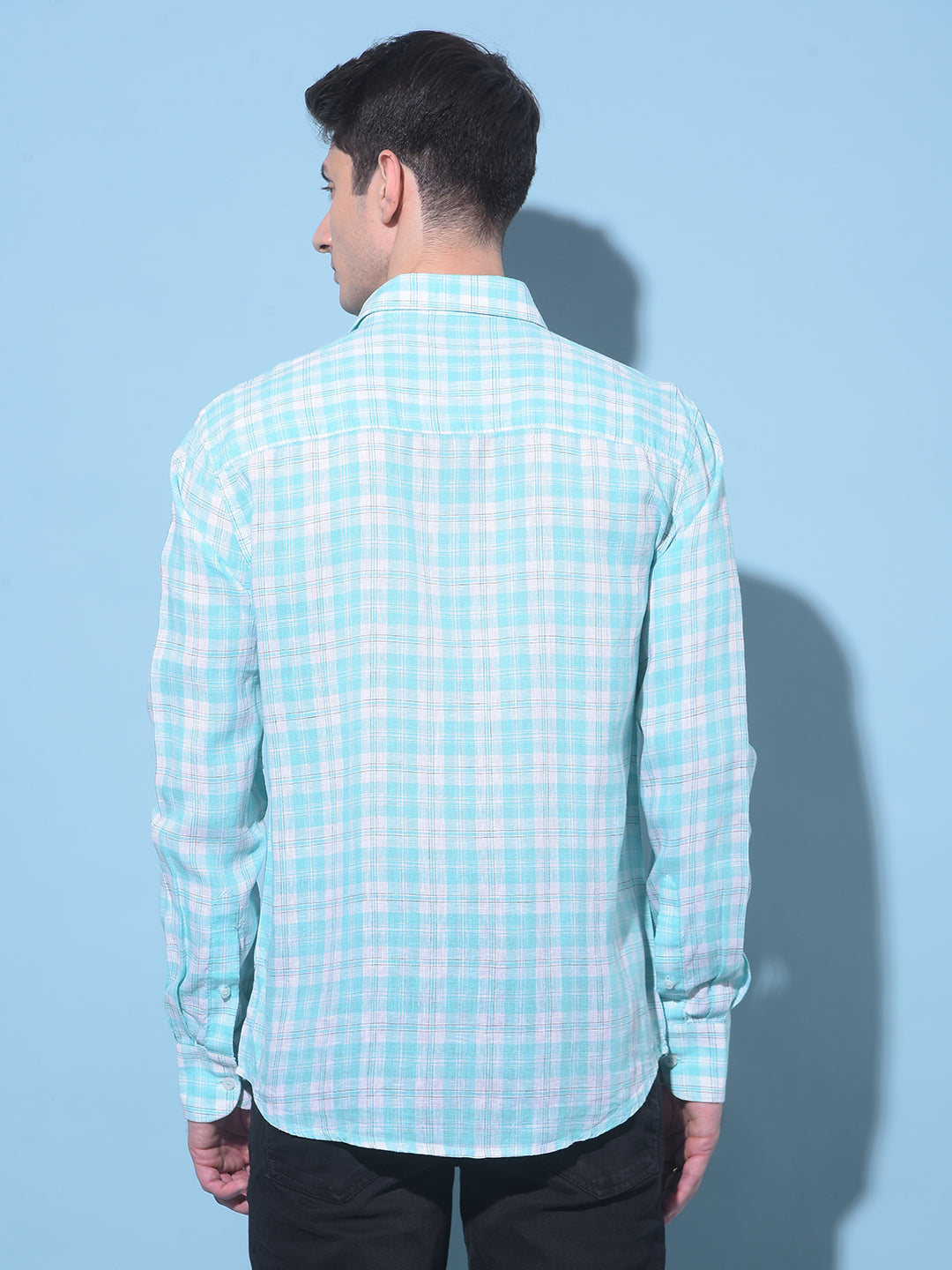 Green Tartan Check Linen Shirt-Men Shirts-Crimsoune Club