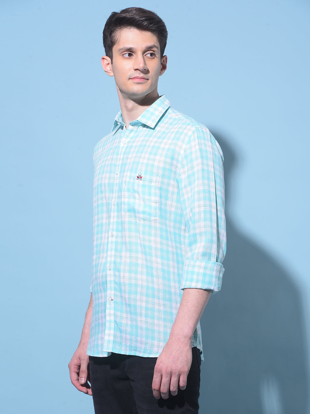 Green Tartan Check Linen Shirt-Men Shirts-Crimsoune Club