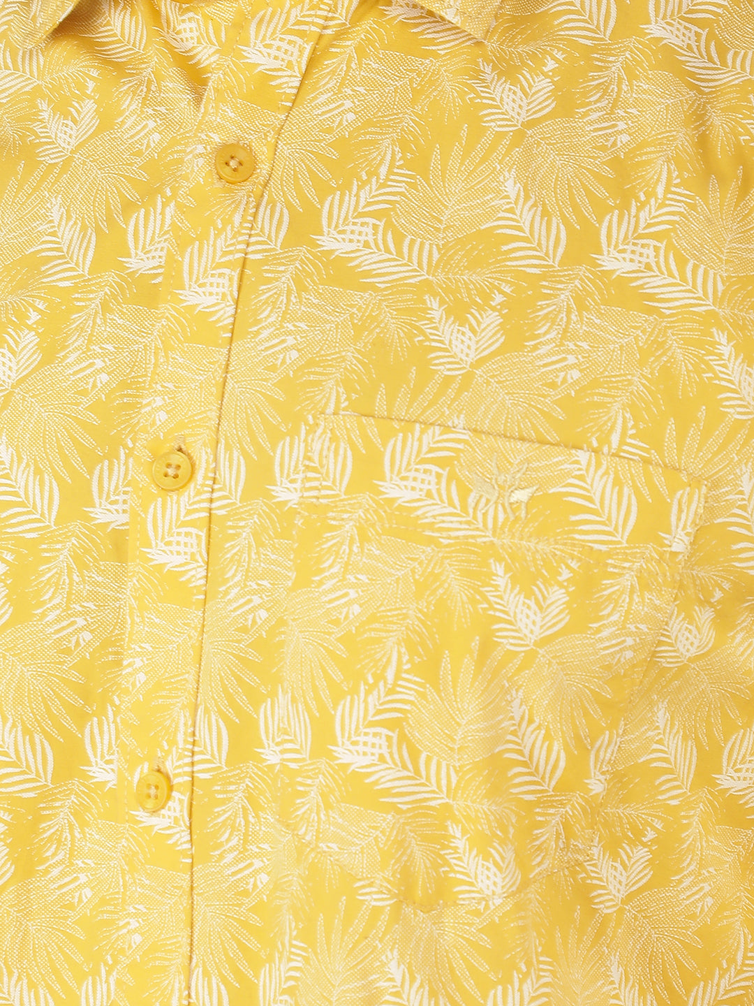 Yellow Floral Printed 100% Cotton Shirt-Men Shirts-Crimsoune Club
