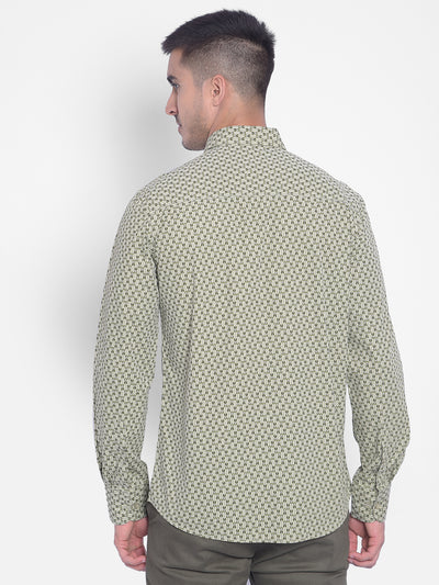 Olive Printed Shirt-Men Jeans-Crimsoune Club