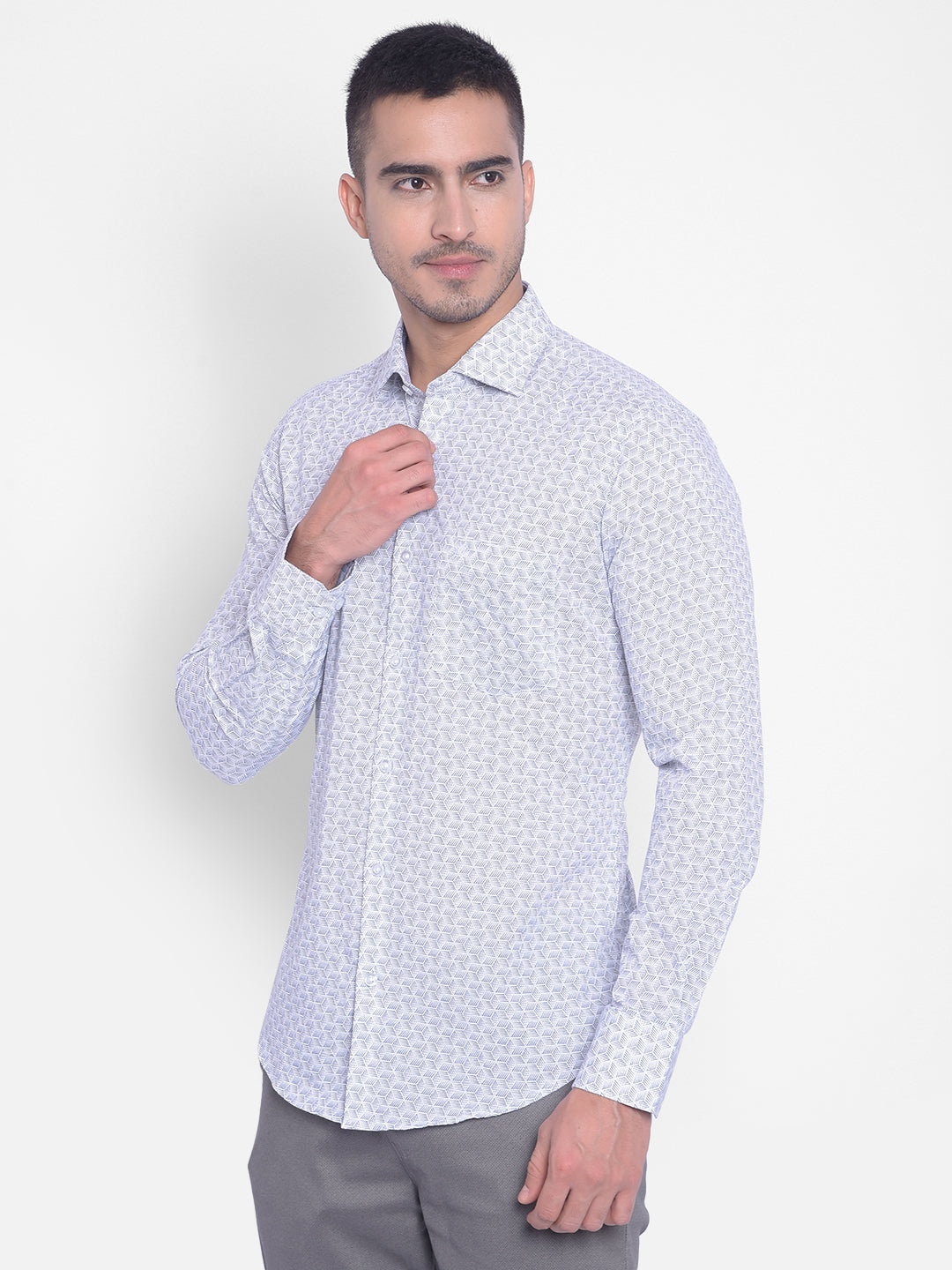 White Printed Shirt-Men Jeans-Crimsoune Club