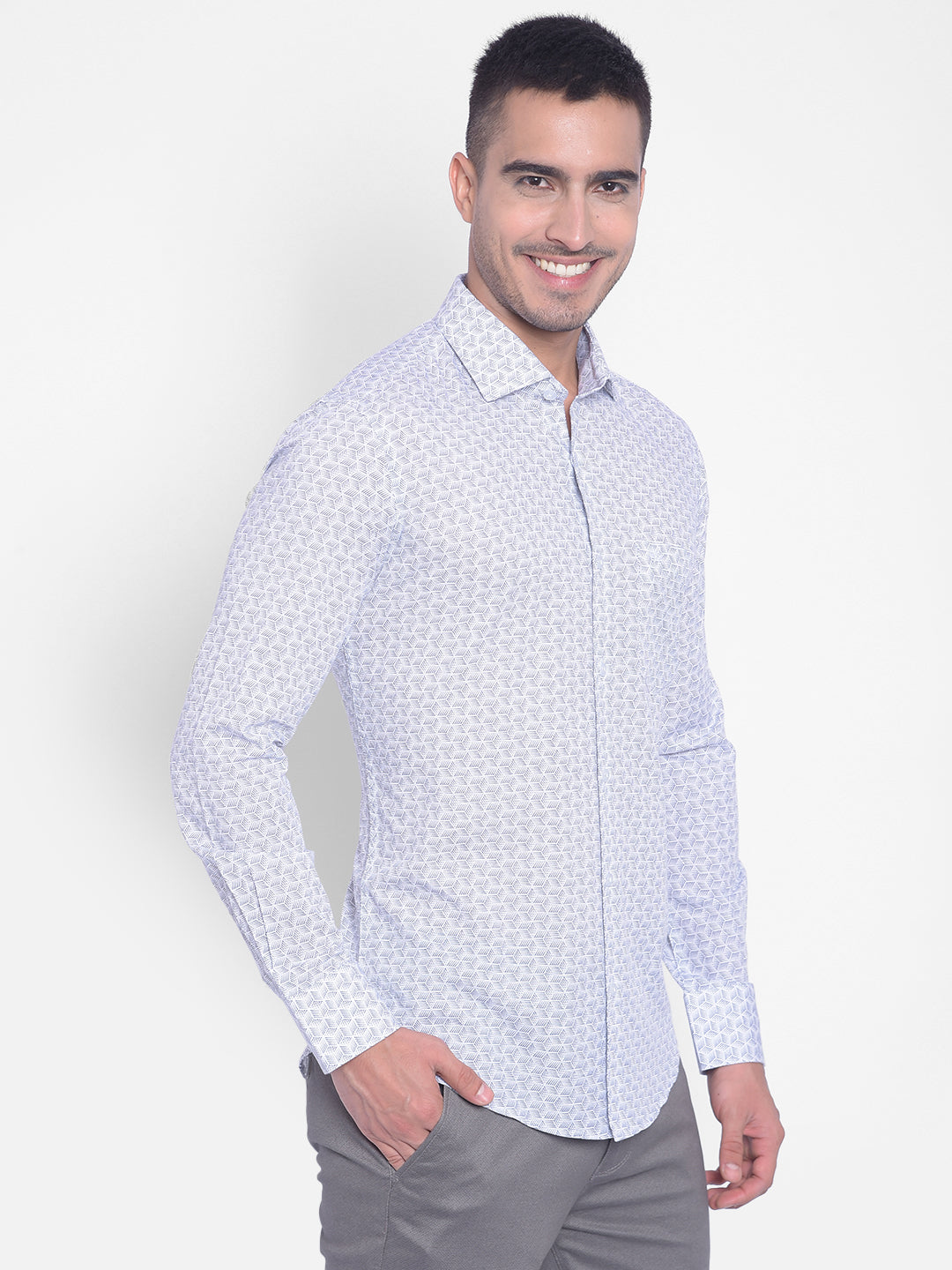 White Printed Shirt-Men Jeans-Crimsoune Club