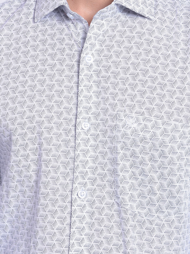 White Printed Shirt-Men Jeans-Crimsoune Club