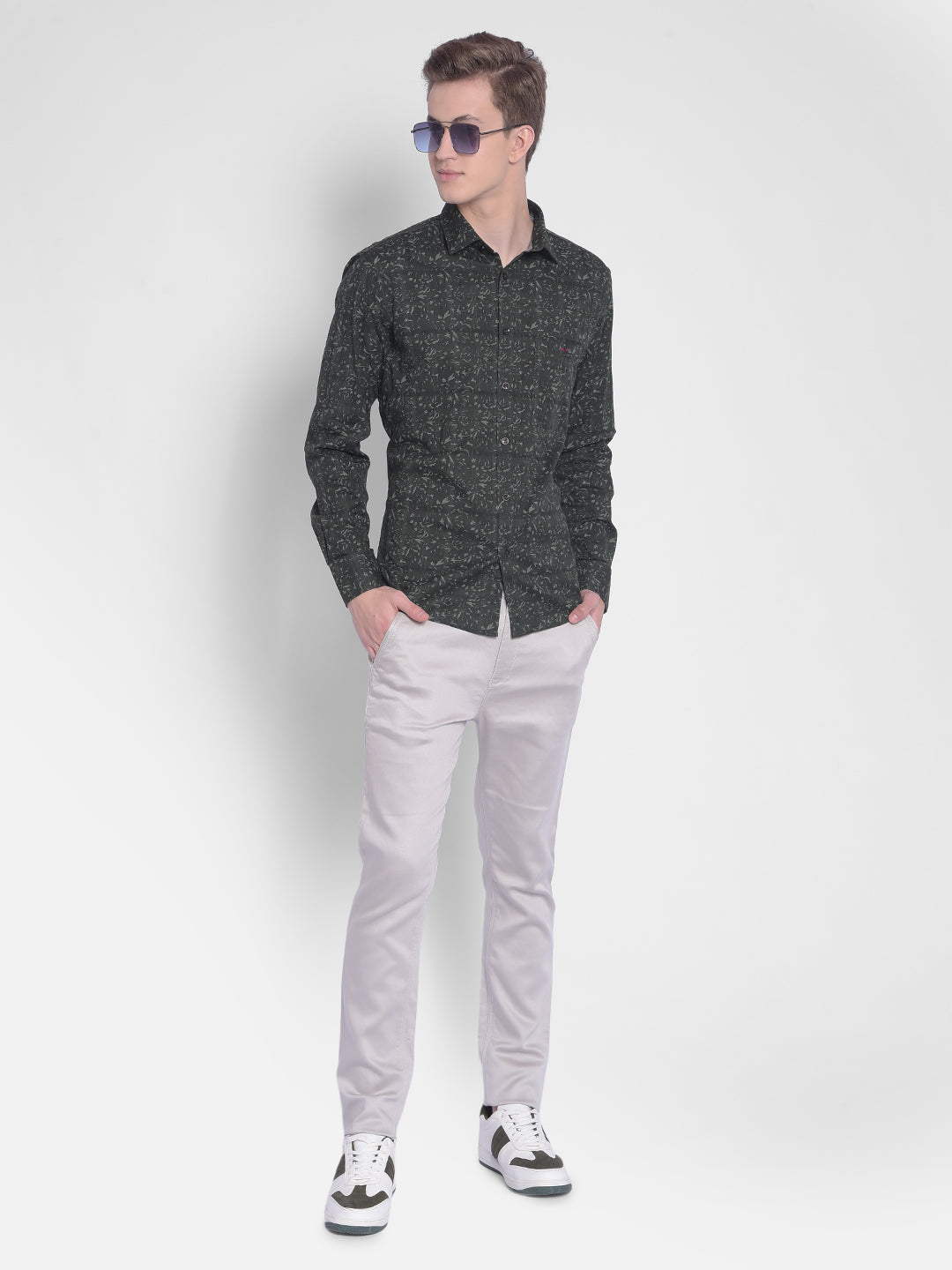 Green Printed Shirt-Men Shirts-Crimsoune Club