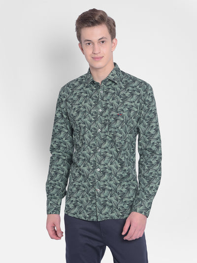 Green Printed Shirt-Men Shirts-Crimsoune Club