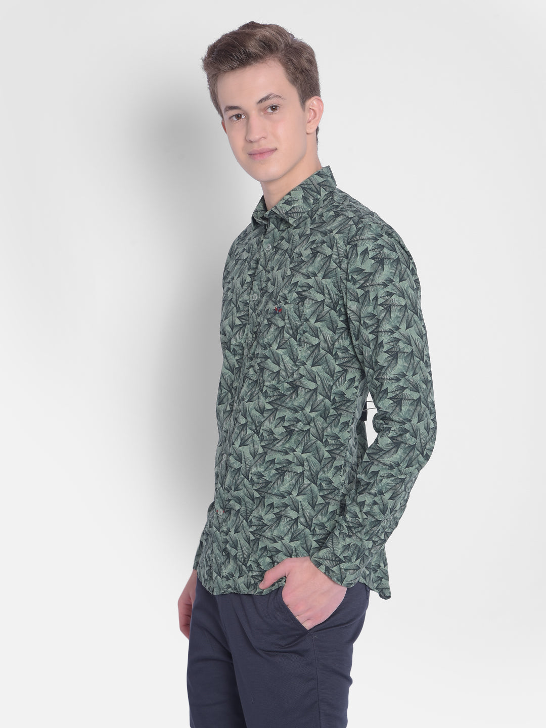 Green Printed Shirt-Men Shirts-Crimsoune Club