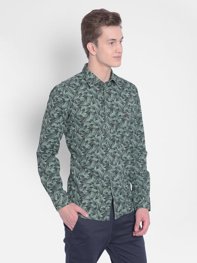 Green Printed Shirt-Men Shirts-Crimsoune Club