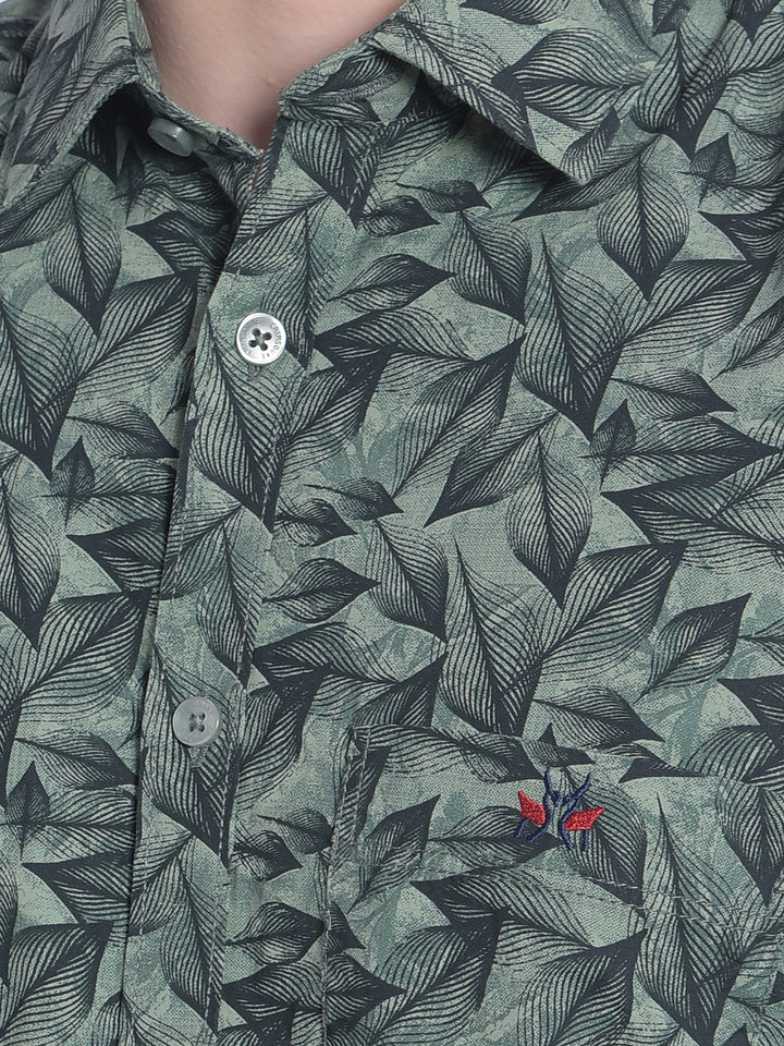 Green Printed Shirt-Men Shirts-Crimsoune Club