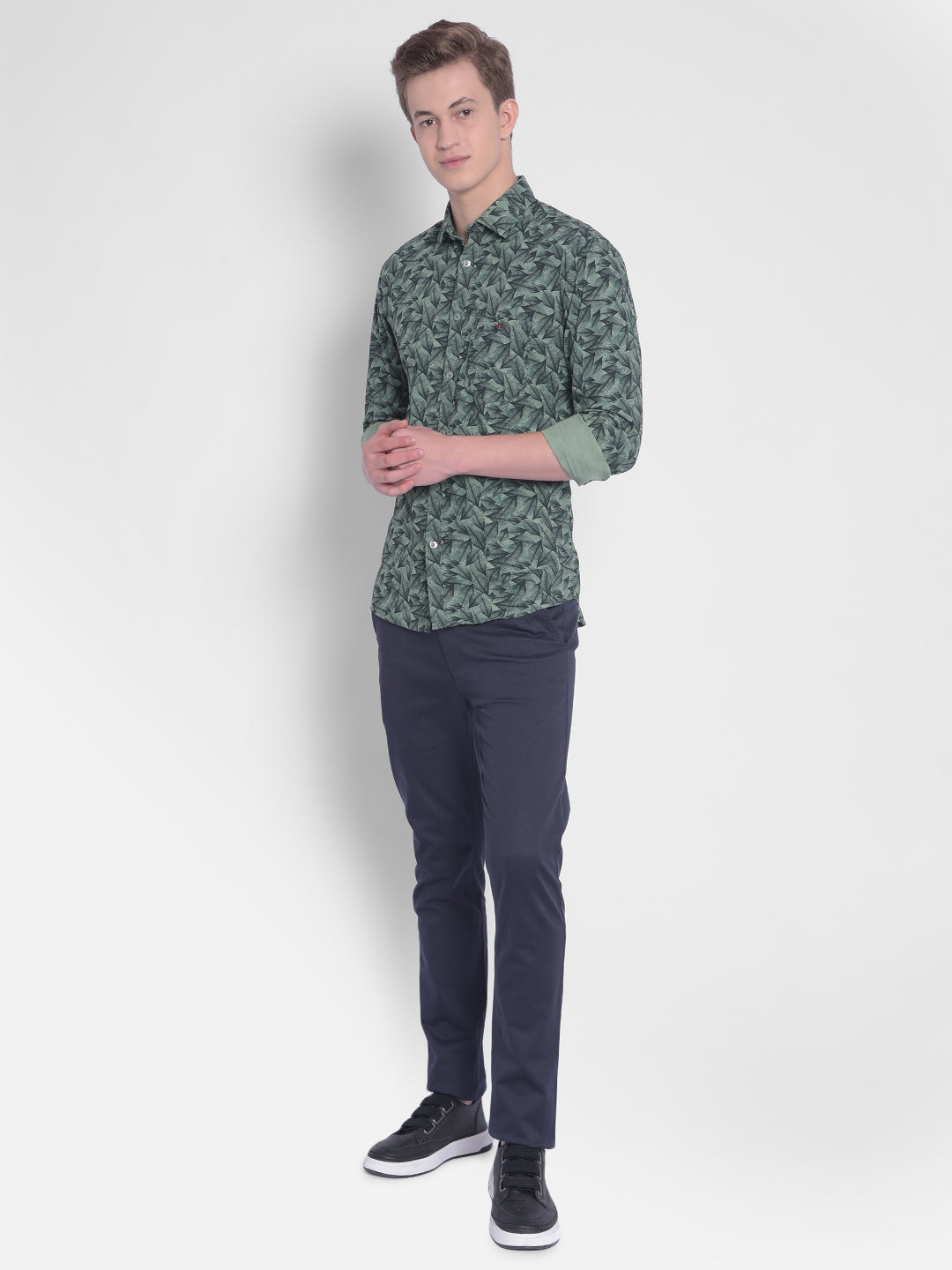 Green Printed Shirt-Men Shirts-Crimsoune Club