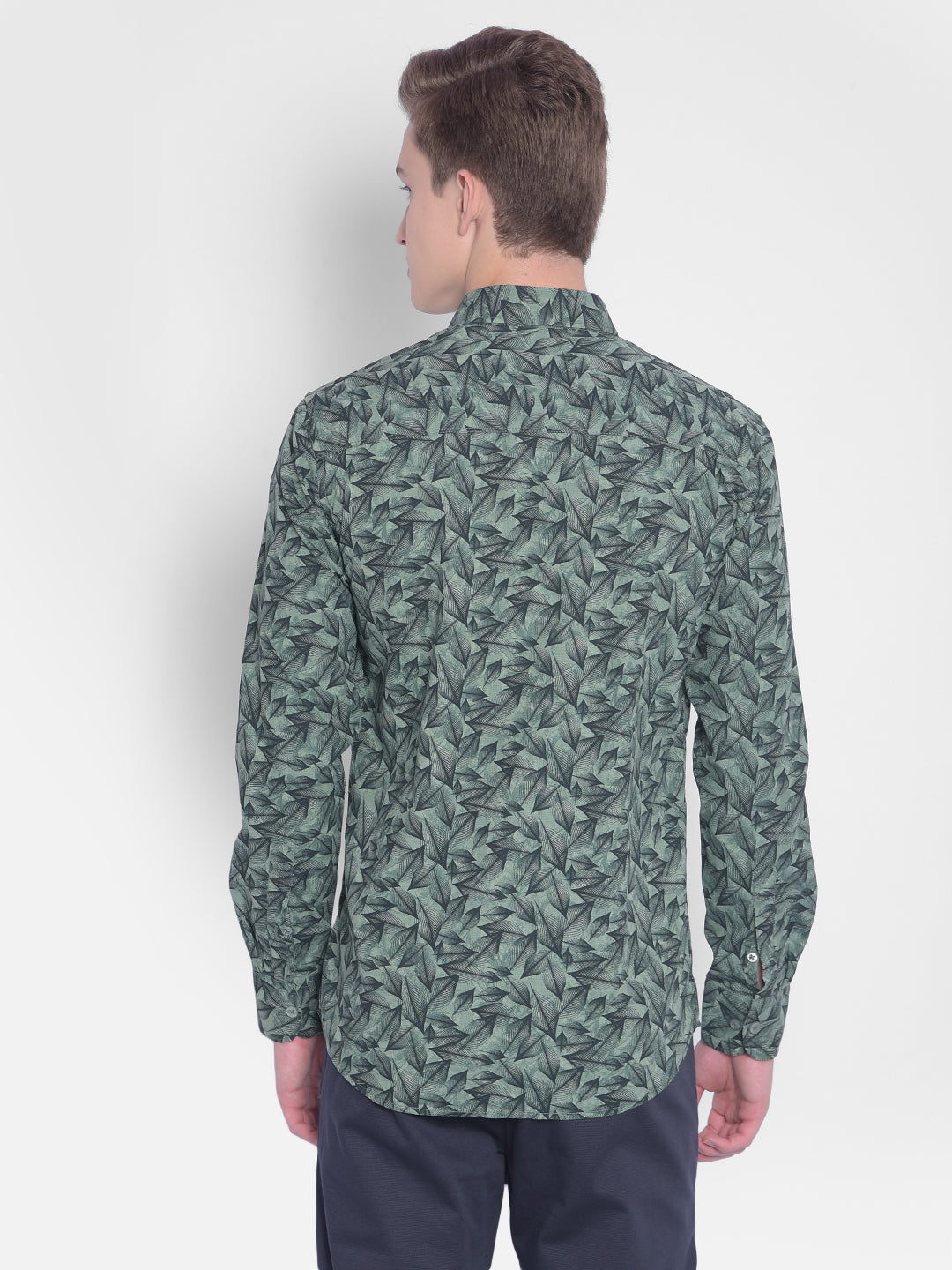 Green Printed Shirt-Men Shirts-Crimsoune Club