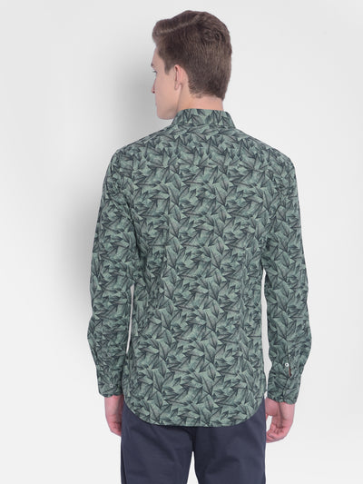 Green Printed Shirt-Men Shirts-Crimsoune Club