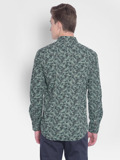 Green Printed Shirt-Men Shirts-Crimsoune Club