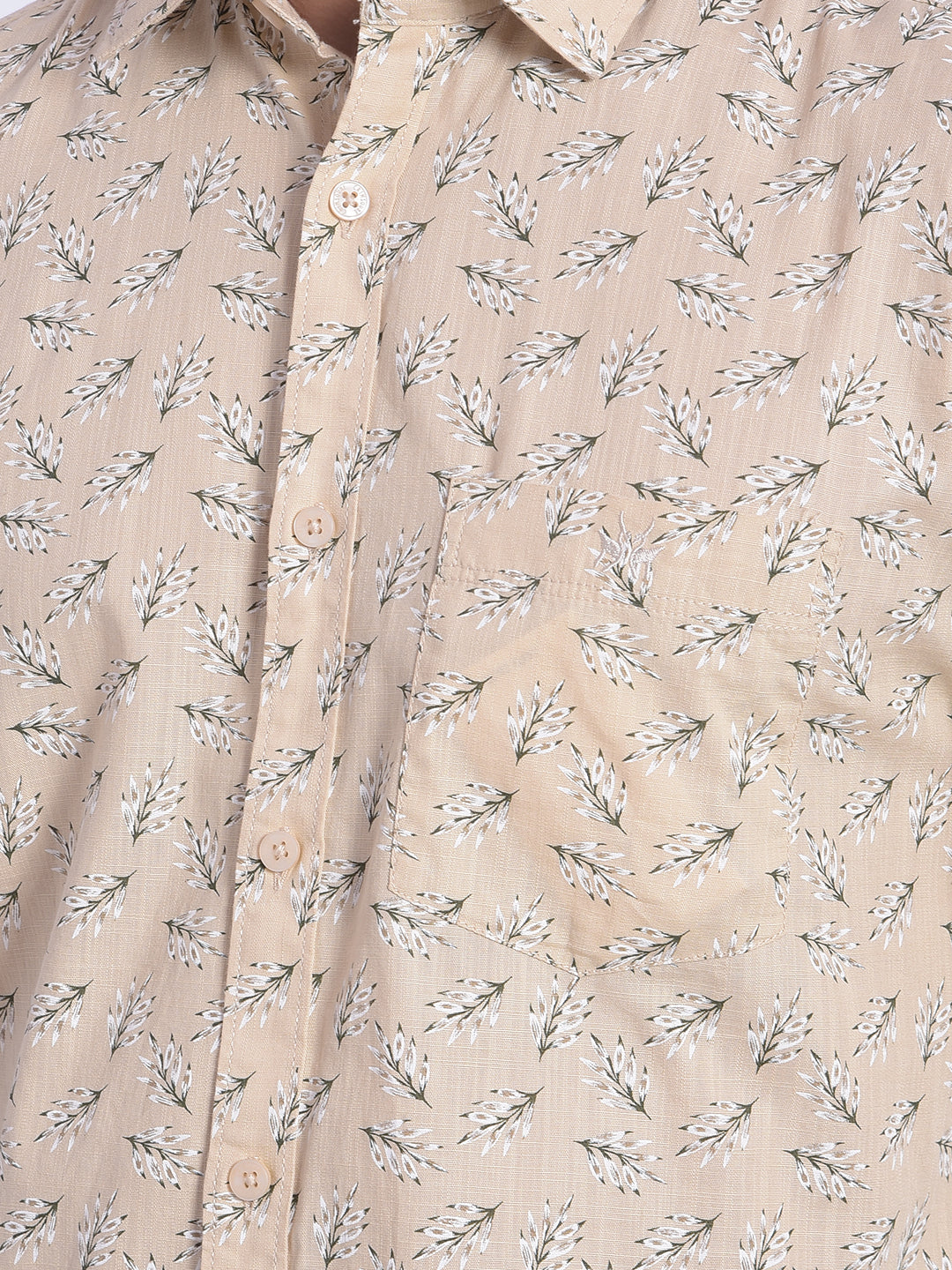 Beige Printed Shirt-Men Jeans-Crimsoune Club