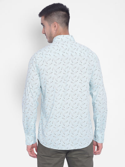 Green Printed Shirt-Men Jeans-Crimsoune Club