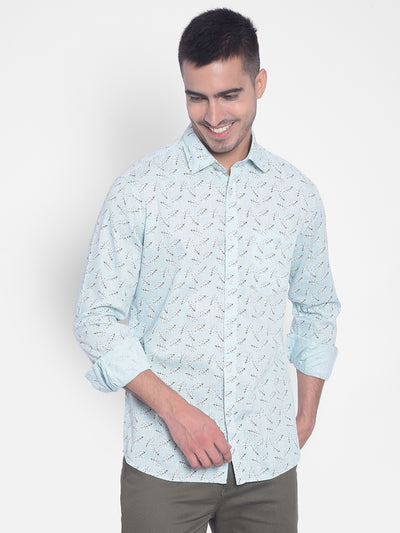Green Printed Shirt-Men Jeans-Crimsoune Club