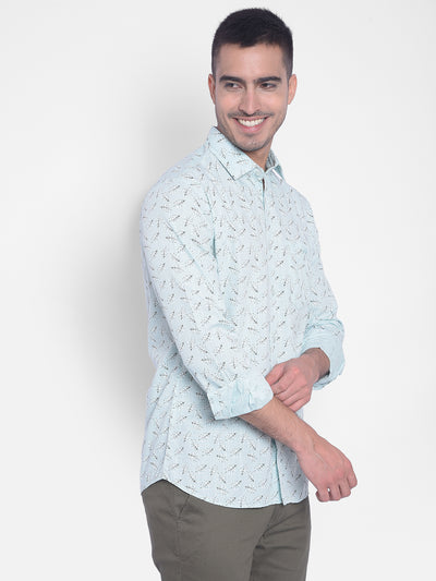 Green Printed Shirt-Men Jeans-Crimsoune Club