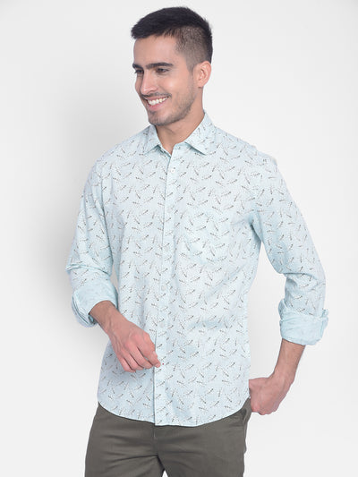 Green Printed Shirt-Men Jeans-Crimsoune Club