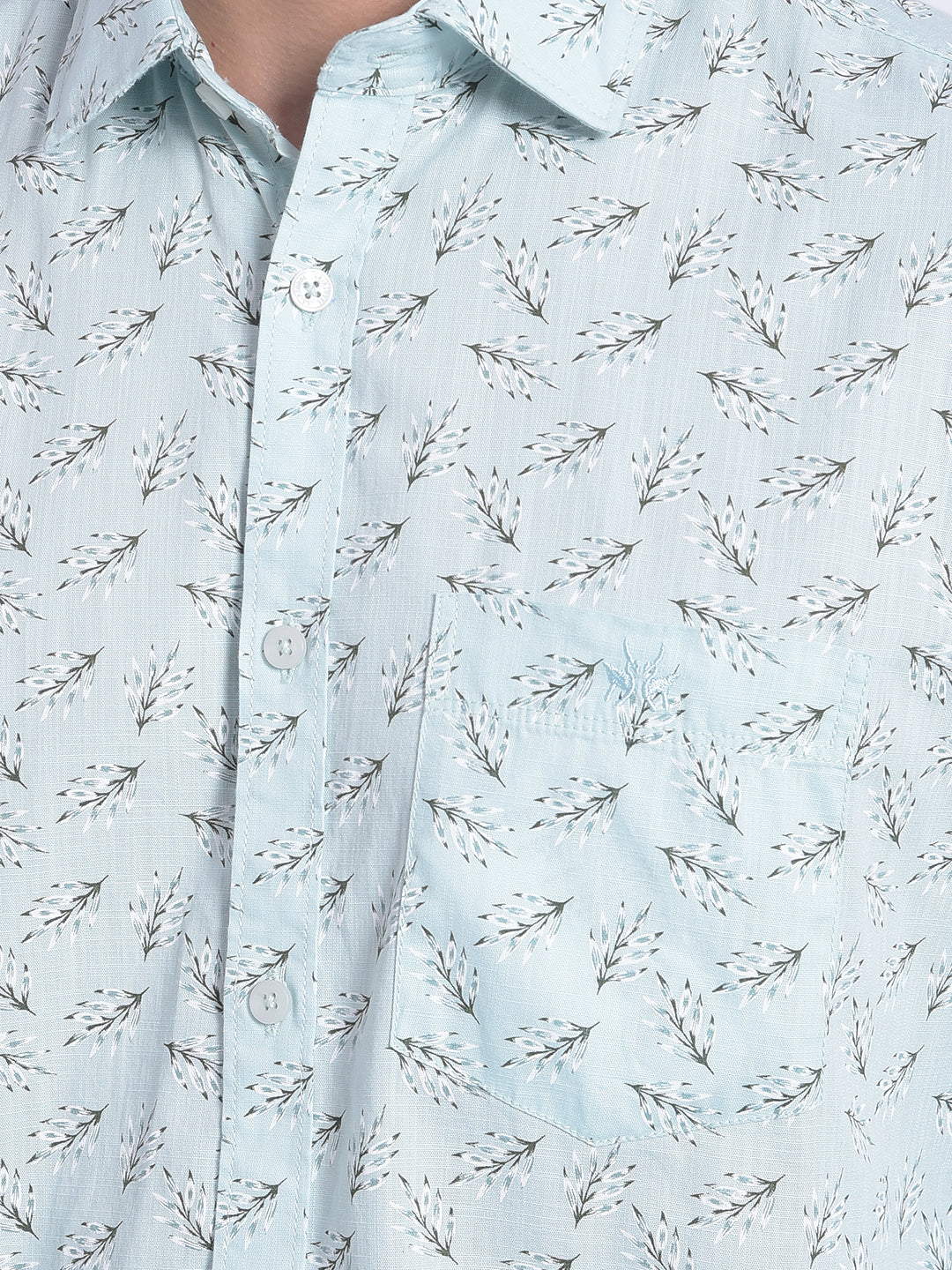 Green Printed Shirt-Men Jeans-Crimsoune Club